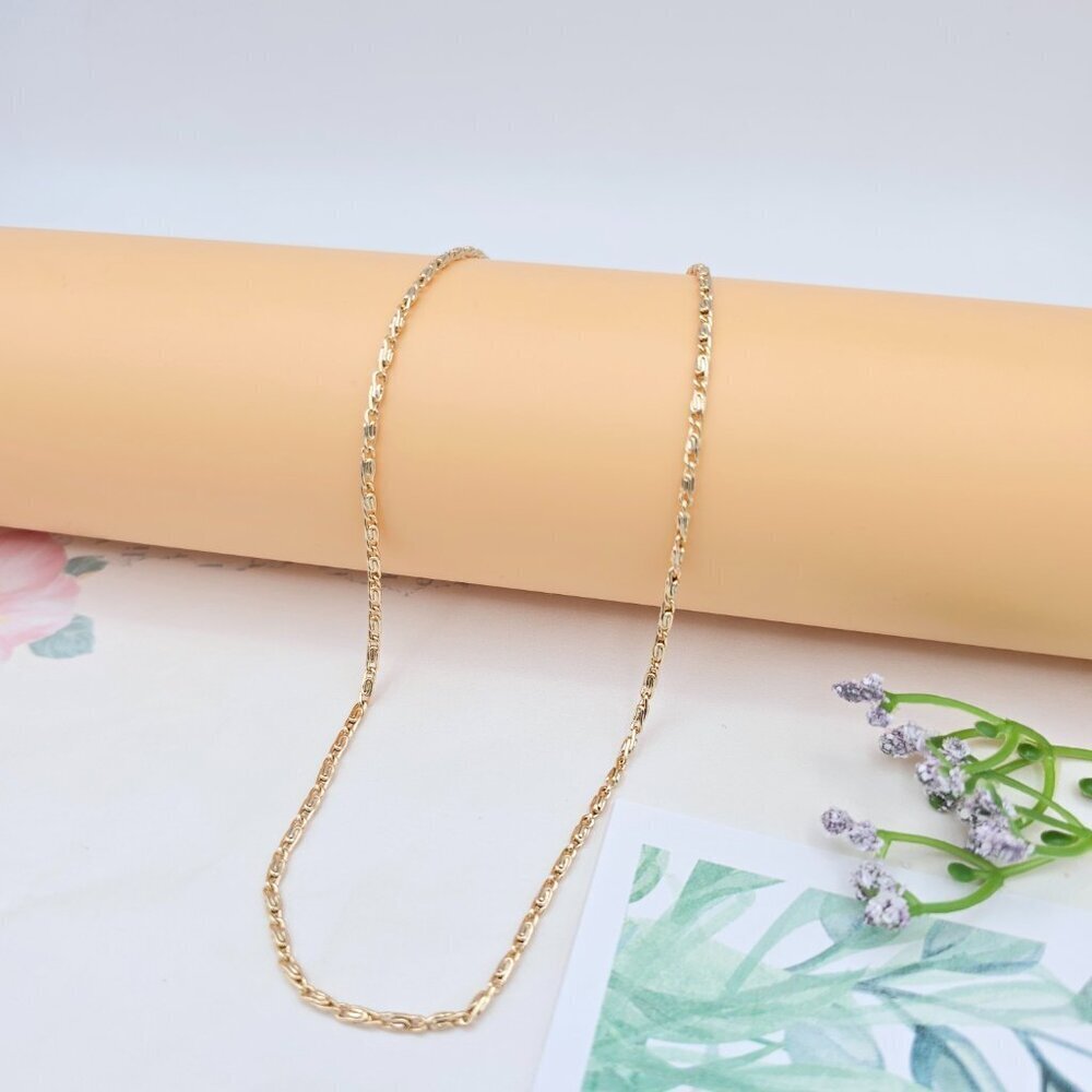 Twisted Rose Gold Chain Necklace for Women, 17.7 Inch Elegant Shine, XPNL0037